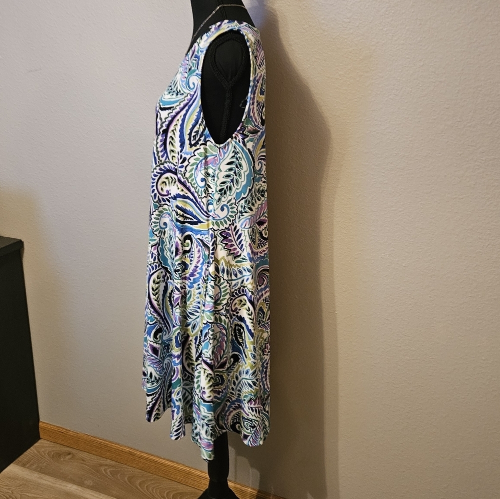 Nina Leonard Women's Large Paisley Tank Dress - Picture 6 of 7